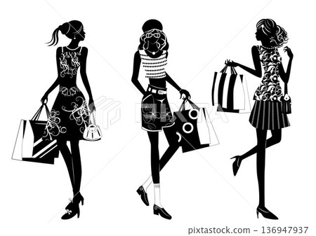 Woman, silhouette, shopping 136947937