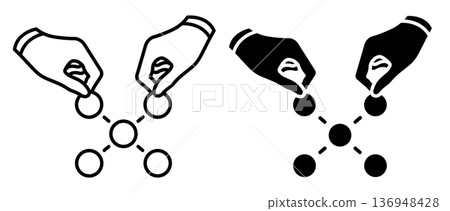 Linear icon. Building a successful business model by an entrepreneur team. Simple vector isolated on white background Linear icon. Building a successful business model by an entrepreneur team. Simple vector isolated on white background 136948428