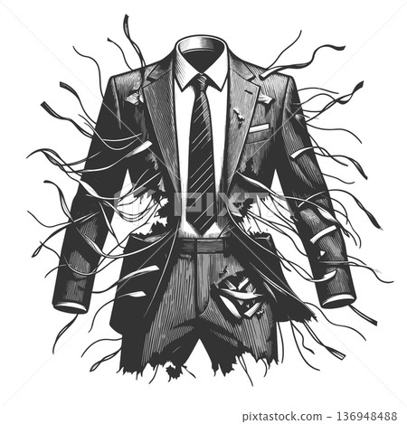 Headless Business Suit Disintegrating Into Chaos 136948488