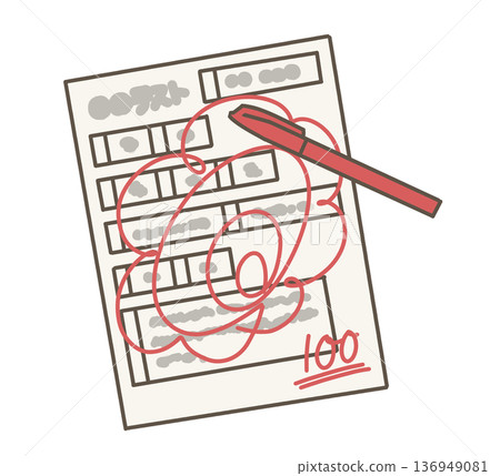 一份滿分100分的考卷，用紅筆作答。 136949081