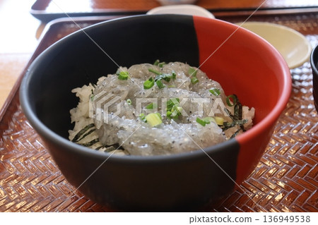 Fresh raw whitebait bowl eaten in Oarai, Ibaraki 136949538