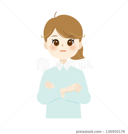 Illustration of a woman with her arms crossed - Expressionless/Neutral 02 136950176