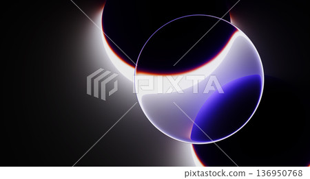 Liquid glass round frame with solar eclipse effect on black 3d background. Blue translucent circle with glowing neon orange rings, bright red halos on dark bg. Abstract space banner. 3D illustration Liquid glass round frame with solar eclipse effect on black 3d background. Blue translucent circle with glowing neon orange rings, bright red halos on dark bg. Abstract space banner. 3D illustration 136950768