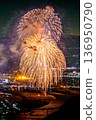 A moment when flowers of light bloom in the Yatsushiro nightscape, shining brighter than the stars. Yatsushiro National Fireworks Competition (Sakamoto Yaryu Astronomical Observatory) 136950790