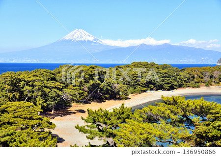 從戶田港/美濱海灘眺望富士山（靜岡縣沼津市）[2026 年 2 月] 136950866