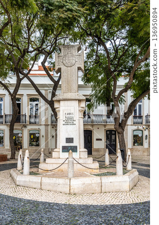 Lagos, Portugal - Feb 22, 2026: Monument to the Dead of the Great War, a war memorial located in the town of Lagos in Portugal 136950894