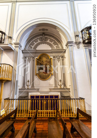 Interior of the Church of Santa Maria in Lagos, Algarve, Portuga 136950910