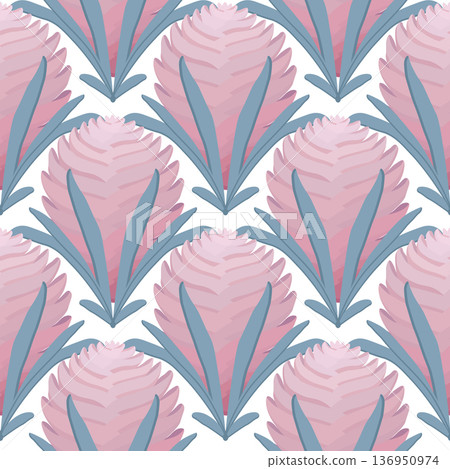 Exotic Flower in Geometric Tones, A stylish design featuring an abstract exotic flower in soft pastel hues 136950974