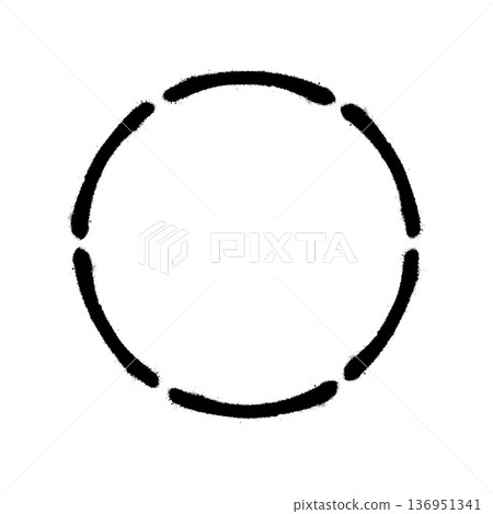 Abstract Circle frame made of rough black brush strokes on white. 136951341