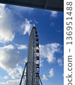Scenery of a Ferris wheel against the blue sky 136951488