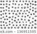 Black silhouettes of prints of dog paws, Seamless pattern 136951505