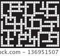 Square empty crossword puzzle, template for print and design	 136951507