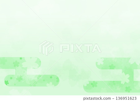 淺綠色櫻花圖案朦朧背景 136951623