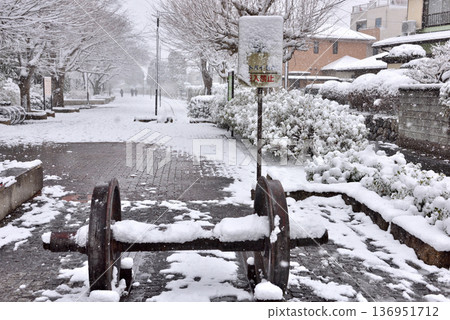 Samukawa Ichinomiya Park green road is quiet and snowy 136951712