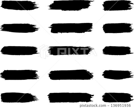 Ink Stroke Brushes, hand drawn black sticker, abstract freehand stroke Ink Stroke Brushes, hand drawn black sticker, abstract freehand stroke 136951936