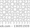 Illustration of big white puzzle, separate parts 136951939