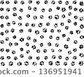 Black silhouettes of prints of dog paws, Seamless pattern	 136951941