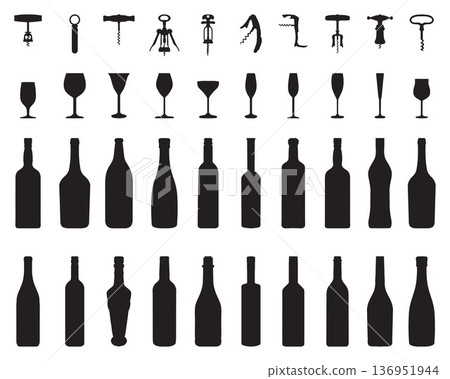 bottle, silhouette, wine 136951944