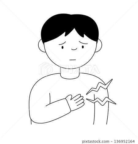 一幅單色插圖,描繪了一名男子摀著胸口,表情痛苦不堪。 一幅單色插圖,描繪了一名男子摀著胸口,表情痛苦不堪。 136952164