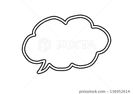 手繪風格黑色雙線雲狀對話框向量圖 136952614