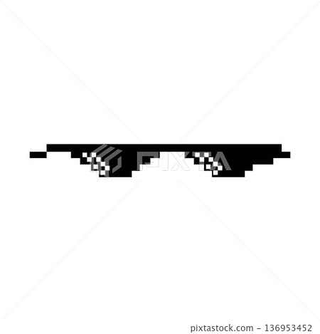 Glasses Shades Thug Life Gangster Cool Deal With It Viral Meme 8 Bit Pixelated Pixel Art No Transparent Background Vector EPS PNG Clip Art 136953452
