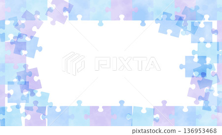 淺藍色水彩拼圖框 淺藍色水彩拼圖框 136953468