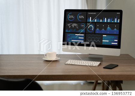 Modern analytics dashboard with business data visualization, data management performance metrics, copy space for analytics and digital marketing Modern analytics dashboard with business data visualization, data management performance metrics, copy space for analytics and digital marketing 136953772