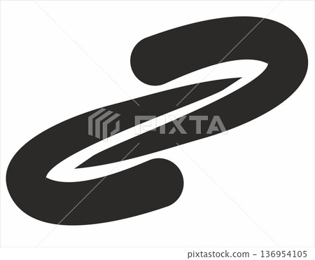 illustration of curved lines, two flattened semicircles turned towards each other 136954105