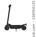Electric scooter, individual transport silhouette, on a white background isolated, illustration 136954135