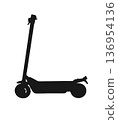Electric scooter, individual transport silhouette, on a white background isolated, illustration 136954136