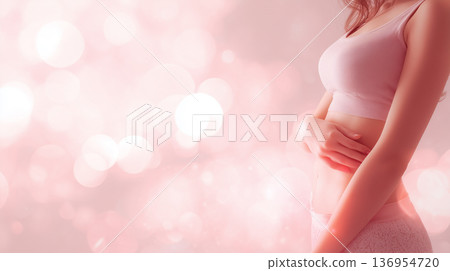 柔和的粉紅色女性健康圖片 | 女性護理、荷爾蒙平衡、自我護理 136954720