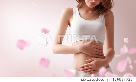 柔和的粉紅色女性健康圖片 | 女性護理、荷爾蒙平衡、自我護理 136954725