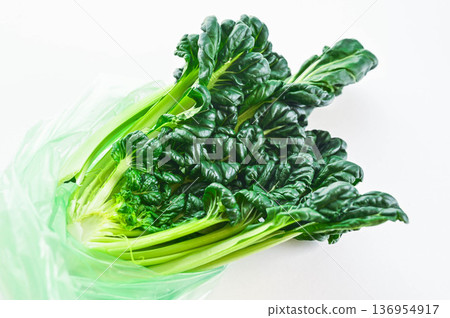 Tatsoi in a bag to keep it fresh 136954917