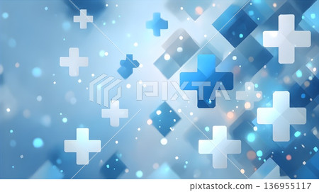 Blue background material with medical symbols | Image for healthcare advertising 136955117