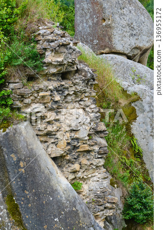 Tustan Rock Cliffs in Carpathians Tustan Rock Cliffs in Carpathians 136955172