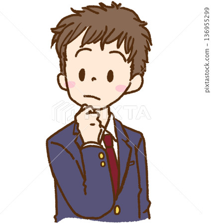 Male student in uniform (blazer) in trouble mode 136955299