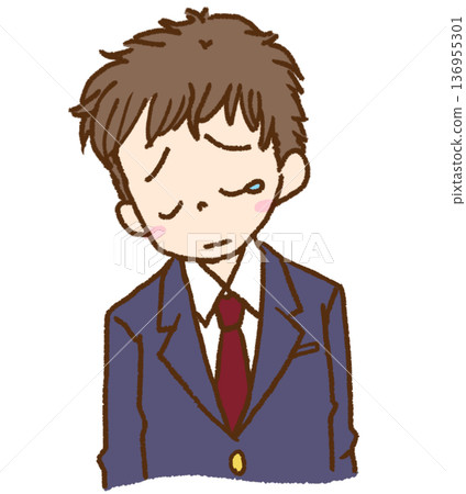 A male student in a uniform (blazer) looking depressed and in tears A male student in a uniform (blazer) looking depressed and in tears 136955301