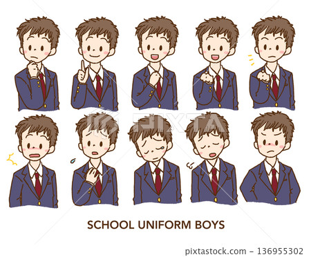身著制服（西裝外套）的男學生反應套裝 136955302