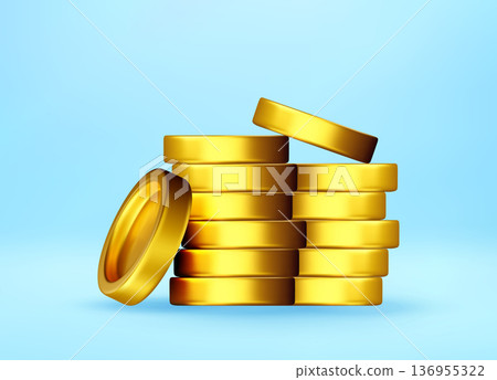 3d Stack of gold coin. 136955322