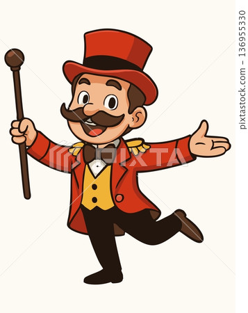 Cartoon illustration of a circus ringmaster Cartoon illustration of a circus ringmaster 136955330