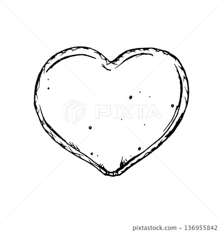 Black and white line art illustration of heart shaped lollipop in ink style. Hand drawn candy graphic for Valentine promotions, confectionery branding, packaging design and romantic cafe prints. Black and white line art illustration of heart shaped lollipop in ink style. Hand drawn candy graphic for Valentine promotions, confectionery branding, packaging design and romantic cafe prints. 136955842