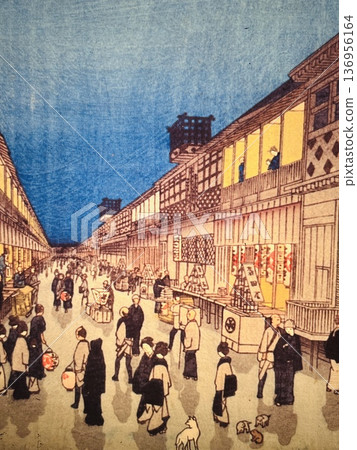 Ukiyo-e of tenement houses and people in the Edo period Ukiyo-e of tenement houses and people in the Edo period 136956164