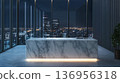 A futuristic luxury home office with a city night view 136956318