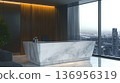 A futuristic luxury home office with a city night view 136956319