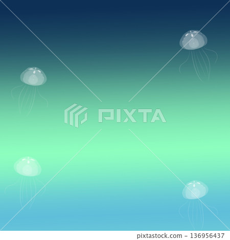 Green gradient and jellyfish background 136956437