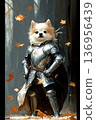 Cute Shiba Inu in Knight Armor Fantasy Character 136956439