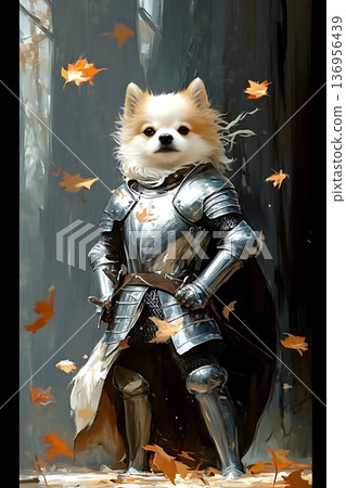 Cute Shiba Inu in Knight Armor Fantasy Character 136956439