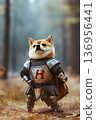 Cute Shiba Inu in Knight Armor Fantasy Character 136956441