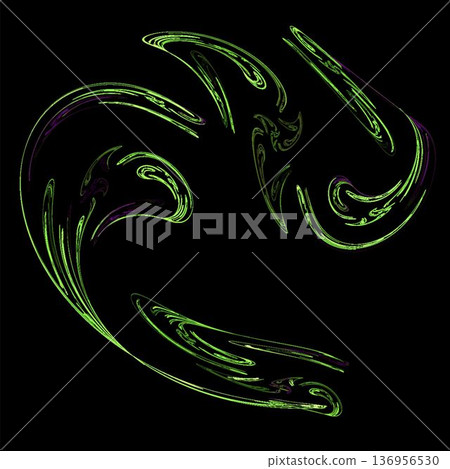 green abstract fractal pattern on black background, wallpaper, design 136956530