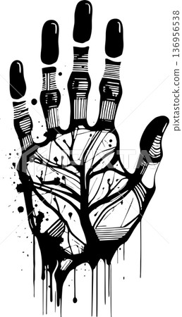 simple linear black drawing human hand print, logo, design simple linear black drawing human hand print, logo, design 136956538